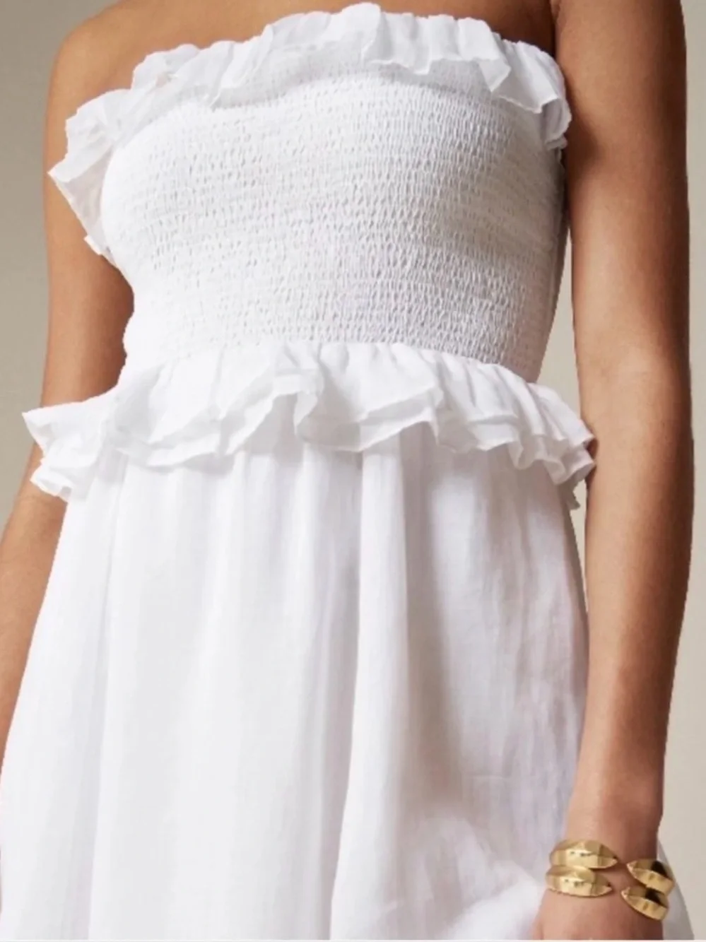 JCREW Size L Ravenna Dress in Ramie White
